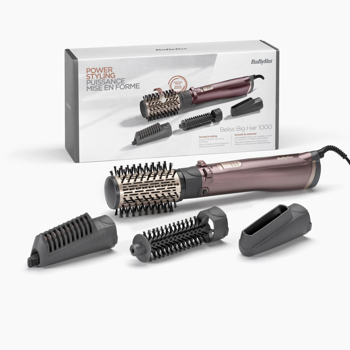 BaByliss rotary bristle hair curling brush AS960E Beliss Big Hair 1000 –  PGService